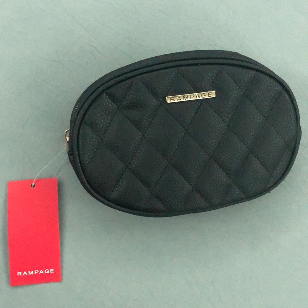 Rampage Quilted Faux Leather Fanny Belt Bag in Black